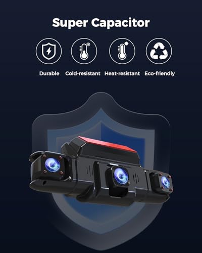360 View 4 Channel Dash Cam Front and Rear Left Right Inside Camera for Cars, GPS and 5G Band WiFi, Night Vision, 160 Wide Angle, WDR, 24H Parking Mode, Supercapacitor, Included 128GB Card