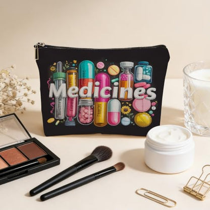 JIUWEIHU Medicine Makeup Bag Gifts，Colorful Medical Themed Cosmetic Bag - color: Multicolor 0076