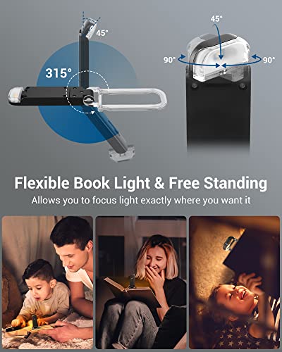 DEWENWILS Book Light, Amber Warm Clip On LED with 3 Adjustable Brightness for Eye Protection, Rechargeable USB Long Lasting Reading Light, Gifts for Bookworms, Kids (Black) - color: Black