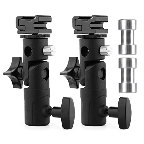 DTOL Camera Speedlite Mount Flash Stand Bracket Umbrella Mount Holder Shoe Mount Compatible with Nikon Pentax Olympus Nissin Metz and Other Speedlite Flashes E Type 2 Pack