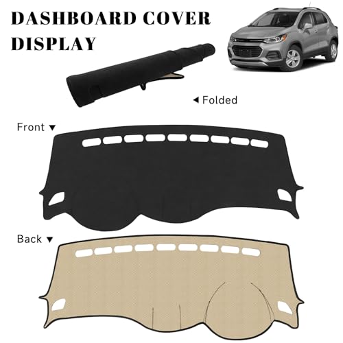 Black Dashboard Dash Board Cover Mat Carpet for Chevy Trax 2017-2023 Accessories Dash Cover Flannel Material Dash Mat Sunshade - size: for Chevy 2017-2023 Trax