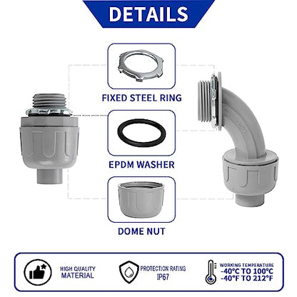 (1 inch Dia * 50 Feet) Yariwiz Flexible Electrical Conduit Liquid Tight PVC Conduit Kit with 5 PCS Coupling, 3 PCS Elbow and 10 PCS Strap, Sealtight Seal Flex Liquidtight Outdoor Non Metallic Grey - style: 1"-50ft Kit-Grey