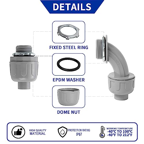 (1 inch Dia * 50 Feet) Yariwiz Flexible Electrical Conduit Liquid Tight PVC Conduit Kit with 5 PCS Coupling, 3 PCS Elbow and 10 PCS Strap, Sealtight Seal Flex Liquidtight Outdoor Non Metallic Grey - style: 1"-50ft Kit-Grey