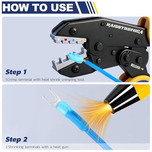 haisstronica 210PCS Heat Shrink Fork Terminals, 22-10 AWG, #8/#10, 3Colors - style: 210PCS Kit