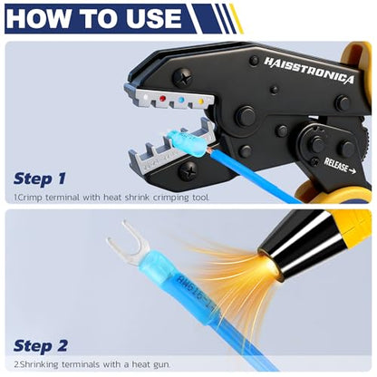 haisstronica 210PCS Heat Shrink Fork Terminals, 22-10 AWG, #8/#10, 3Colors - style: 210PCS Kit
