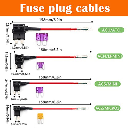 Dash Cam Hardwire Kit,12ft Mini USB Hardwiring Kit Fuse for Dashcam,Car Charger 12V-24V to 5V Camera Charger Power Cord,with 4 Fuse Tap Cable and Installation Tool - style: Mini USB