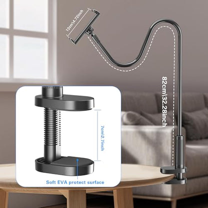 Kefotic Bedside Tablet Holder for Kindle Reading in Bed with Remote Page Turner, Hands Free Desk Gooseneck Stand for Kindle Accessories, Gifts for Readers