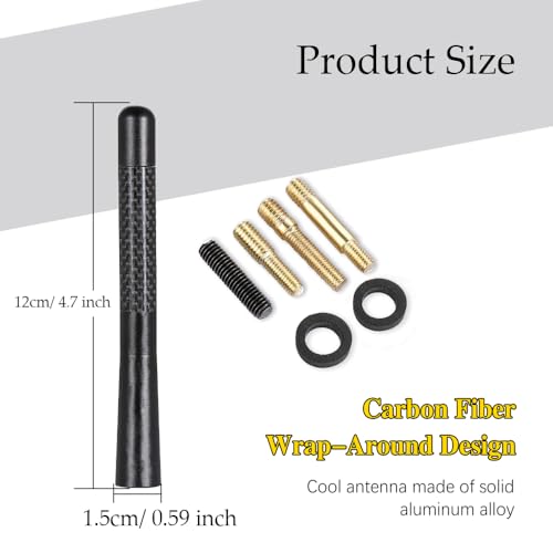 4.7 Inch Carbon Fiber Short Automotive Antenna, Short Carbon Fiber Radio Antenna, Carbon Fiber Antenna, Universal Car Antenna Replacement for Most Vehicles - color: Carbon Fiber