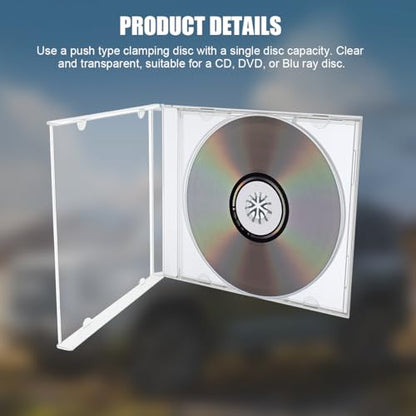 6PCS Car CD Jewel Case, Clear Vehicle CD Storage Box with Assembled Removable Tray, Automotive DVD Disc Cover Protection Replacement Accessories, Universal for SUV Truck Sedan (White) - color: White