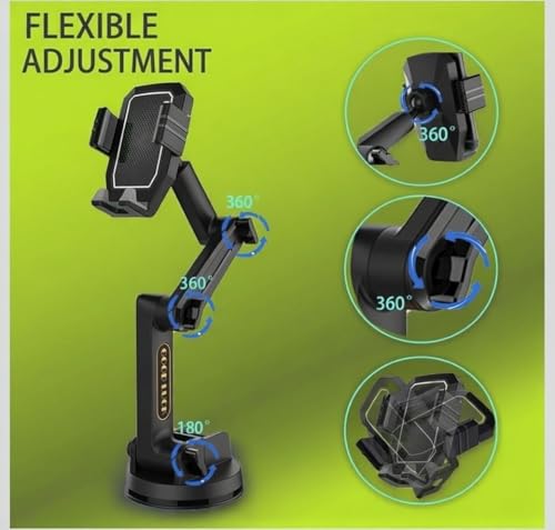 Truck Phone Holder Mount,Car Phone Holder,Dashboard Windshield Phone Holder 16.9 inch Long Arm,Super Suction Cup Compatible with Pickup Truck,Commercial Truck and All Phone