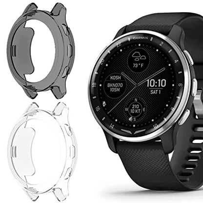 Lamshaw Compatible for Garmin D2 Air Case, All-Around Protective TPU Bumper Cover Screen Protector Case Cover Compatible for Garmin D2 Air X10 - color: Transparent case-Clear+Black