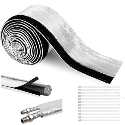 Wire Heat Shield Wrap for Car Hose Lines, 1-1/2" I.D.x 10FT, Silver - color: Silver, size: 1-1/2" I.D. x 10FT
