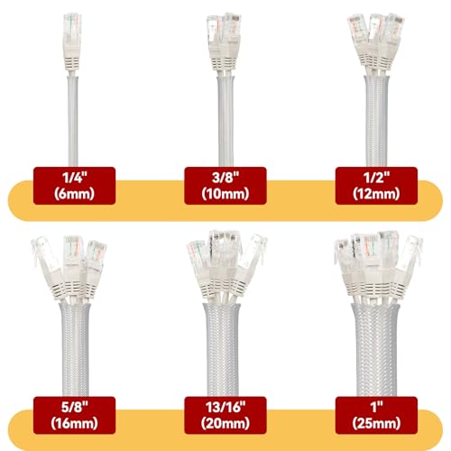 Braided Cable Management Sleeve, 16.4ft Flexible Wear-Resistant Cable Sleeve, Expandable Wire Management for Home, Office, Industry & Automobile (Clear, 1/2") - color: Clear, size: 1/2"