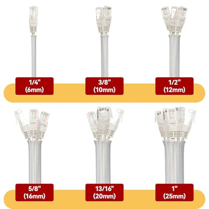 Braided Cable Management Sleeve, 16.4ft Flexible Wear-Resistant Cable Sleeve, Expandable Wire Management for Home, Office, Industry & Automobile (Clear, 1/2") - color: Clear, size: 1/2"