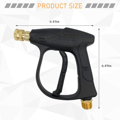 High-Pressure Car Washer Gun, 4350 PSI Max Power Vehicle Sprayer Gun with 1/4" Outlet Quick Connector & 5 Nozzles, M22-14 Thread Auto Washer Tool with Ergonomic Handle, Universal Fit - size: Gun with 5 Nozzles