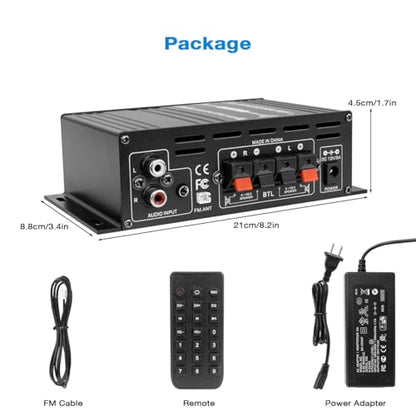Hosyond Bluetooth 5.0 Audio Amplifier 400W+400W 2.0 CH AMP HiFi Stereo Treble Bass Audio Receiver for Passive Speakers Theater System AK-380