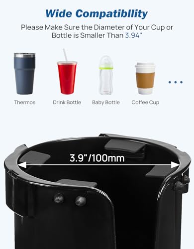 JOYTUTUS Wheelchair Cup Holder 2 Pack, 2-in-1 Walker Cup Holder with 6.4'' Storage Box, Drink Holder for Bottle with Handle, Fit for Wheelchair, Walker, Rollator, Stroller, Camper, Golf cart (Large) - size: Large(2 Pack)