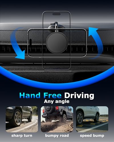 ZBF Magnetic Phone Holder for iPhone MagSafe Car Mount, Vacuum 360°Adjustable Car Phone Holder（Dashboard & Windshield） Magnet Cell Phone Holder Mount for iPhone 17/16/15/14/13 Android Galaxy - style: Upgrade Non-rechargeable