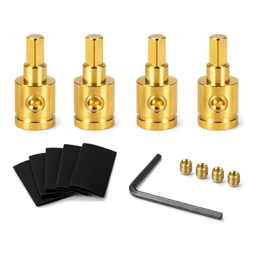 4-Pack Amp Input Reducer from 0 Gauge to 4 Gauge with Hex Screw Clamp, Includes Extra Screws, Heat Shrink Tubes & Hex Tool for Car Audio Systems 4PCS Yellow - size: 4Pcs（0 to 4 Gauge） Y