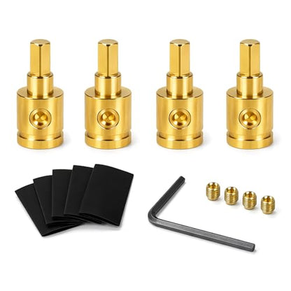 4-Pack Amp Input Reducer from 0 Gauge to 4 Gauge with Hex Screw Clamp, Includes Extra Screws, Heat Shrink Tubes & Hex Tool for Car Audio Systems 4PCS Yellow - size: 4Pcs（0 to 4 Gauge） Y