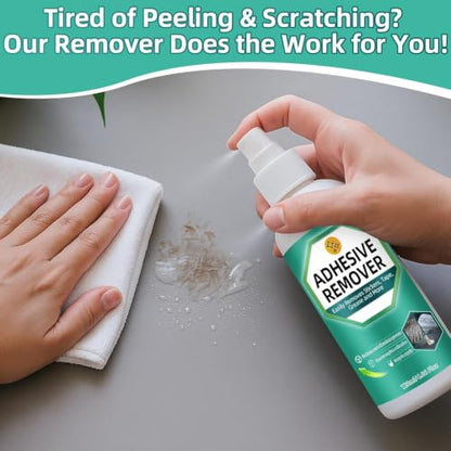Adhesive Remover Spray, Glue Remover with Plastic Scraper and Towel, Surface Safe Sticky Stuff Remover for Car, Windows, Floor, Sticker Remover Rapidly Removes Labels, Gum, Tape, Wax (4.06Fl oz) - color: brown