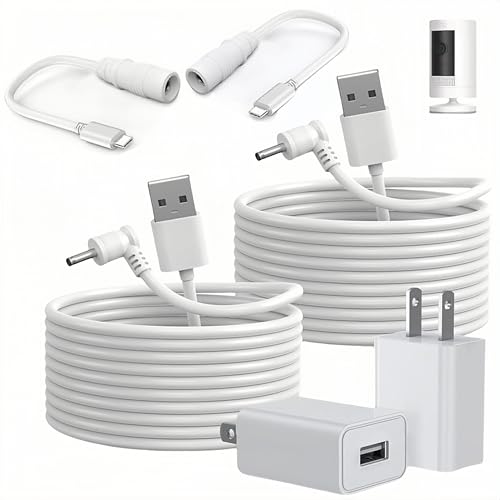 2-Pack Power Adapter Charger Cable Compatible with Ring Stick Up Cam Battery/Plug-in 3rd Gen/2nd Gen & Ring Pan Tilt Stick Up Camera, Indoor/Outdoor Weatherproof Power Cord (4m/13.2ft)