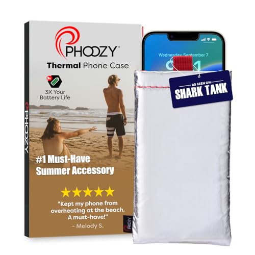 PHOOZY Apollo Thermal Phone Case | Insulated Phone Pouch Extends Battery Life 3X | Heat Resistant Drop Protection | Military Grade Water Resistant | Large | Silver - color: Silver, size: Large