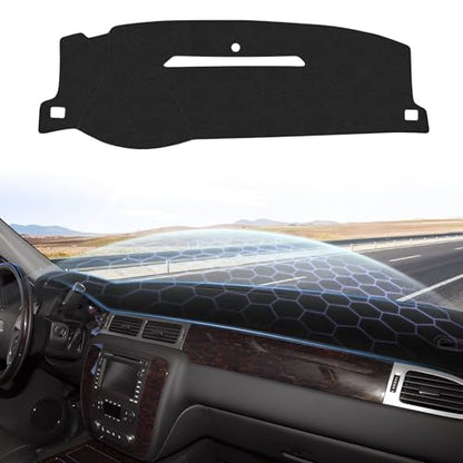Sunsdrew Dash Cover for 2007-2013 Chevy Silverado Sierra,2007-2014 Chevy Tahoe Suburban Denali Avalanche Dashboard Cover Mat for Suede Dash Mat Accessories Sun Shade Nonslip Mesh Protector No Glare - size: 07-13 Silverado Dash Cover