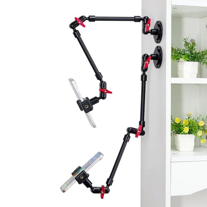 Wall Mounted Phone Holder Magic Arm 360° Rotation Adjustable Metal Base Screw in Wall Sturdy for Kitchen Bedroom Home 22 Inch Metal Phone Clip - size: Metal base + 23in magic arm + metal clip