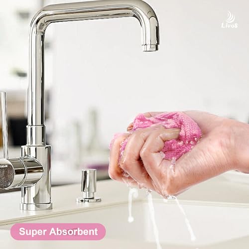LIVOS Microfiber Cleaning Cloth Roll - 80 Pack, Reusable Paper Towels Pink Tear Away, Microfiber Towels for Cars, Super Absorbent Lint Free Cleaning Rags for House, Kitchen, Window-11.5"x11.5" - color: Pink