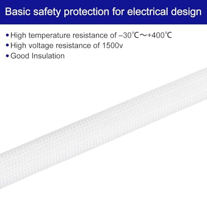 MECCANIXITY 3Pcs Wire Insulation Braid Fire Sleeve,3.28Ft-6mm ID White, High Temp Silicone Coated Fiberglass Sleeving for Automotive Hose Lines Electrical Wiring - color: White, size: 3.28Ft-6mm