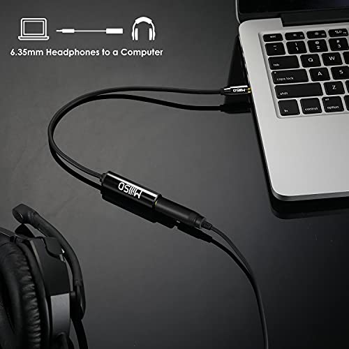 MillSO 1/4 to 3.5mm Instrument Cable, TRS Headphone Adapter 6.35mm Female to 3.5mm Male 1/8 to 1/4 Stereo Audio Adapter for Amplifier, Guitar, Piano, Speaker to Phone, Laptop, Headphone - 12inch/30cm - color: Piano Black, size: 1 FT