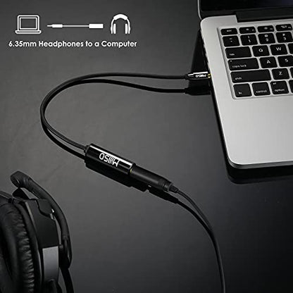 MillSO 1/4 to 3.5mm Instrument Cable, TRS Headphone Adapter 6.35mm Female to 3.5mm Male 1/8 to 1/4 Stereo Audio Adapter for Amplifier, Guitar, Piano, Speaker to Phone, Laptop, Headphone - 12inch/30cm - color: Piano Black, size: 1 FT