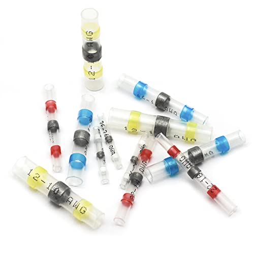 100 Pcs Solder Seal Wire Connectors, 26-24 AWG Heat Shrink Solder Connectors, Marine Grade Waterproof Butt Electrical Wiring terminals for Automotive Boat Truck - size: Clear (AWG 26-24)