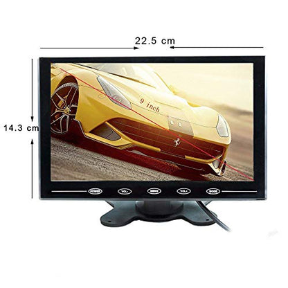CAMECHO 9 Inch LCD Monitor HD Color Screen, 2 Video Input/HDMI/VGA, Support Car Backup, Mini PC Display, CCTV, Home Security, with Remote Control