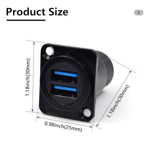 5PCS Dual USB3.0 Panel Mount Female to Female Connector, 2 Ports - color: 5PCS USB3.0