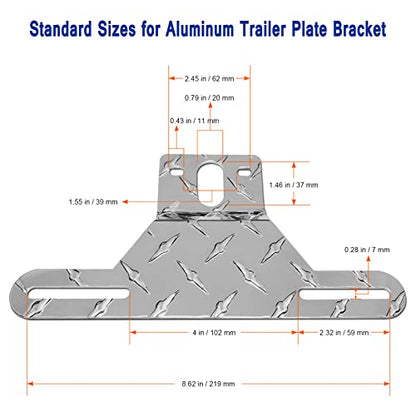 Aootf Trailer License Plate Bracket, Aluminum Holder & Silicone Frame - color: Black