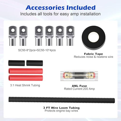 1/0 Gauge Complete Amp Wiring Kit, Premium Car Amplifier DIY Installation Kit, 3000W High Power CCA Cable with Fuse Holder& Full Accessories for Car Truck/RV/ATV Audio Systems Radio Subwoofer Speaker - style: 0-Gauge Kit