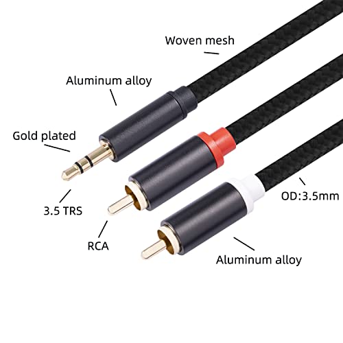 (3.3Ft / 2 Pack) 3.5mm to RCA Cable,Gold Plated,1/8 Male to Male Stereo Aux Cord Y Splitter Adapter for Tablets, Speakers, Smartphones, MP3, HDTV - size: 3.3FT