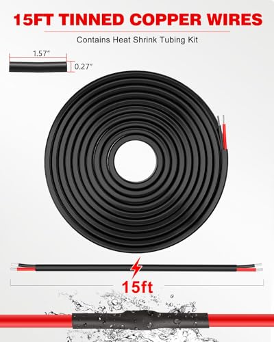 NAOEVO 14 Gauge Wire 2 Conductor, 14 Gauge Automotive Wire 12V Cable, 15FT - size: 15ft, style: 2C-14AWG