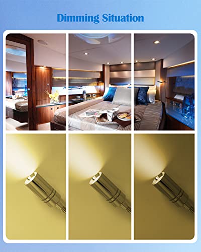 THALASSA 12V Short Gooseneck Reading Light with 5V USB, Warm White Dimmer