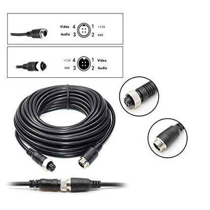 50FT 15M Car 4-Pin Aviation Video Extension Cable for CCTV Rearview Camera Truck Trailer Camper Bus Motorhome Vehicle Backup Monitor Waterproof Shockproof System - color: 4Pin Aviation cable 50ft