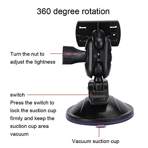 Yoidesu 360 Degree Adjustable Vacuum Suction Cup Dash Cam Mount Holder, Universal Dash Camera Rear View Mirror Mount Holder Kit for Most Dash Camera and Car Camera(Four Claw Head)