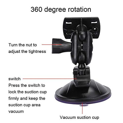 Yoidesu 360 Degree Adjustable Vacuum Suction Cup Dash Cam Mount Holder, Universal Dash Camera Rear View Mirror Mount Holder Kit for Most Dash Camera and Car Camera(Four Claw Head)