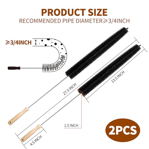 2Pack Flexible Dryer Vent Cleaning Brush - 304 Stainless Steel Lint Remover Refrigerator Coil Cleaning Brush Clothes Trap Duct Remover Home Essential Cleaning Tool Dryer Lint Brush