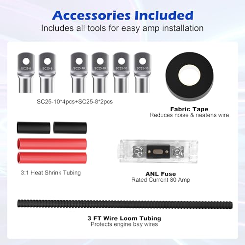 4 Gauge Complete Amp Wiring Kit, Premium Car Amplifier DIY Installation Kit, 1200W High Power CCA Cable with Fuse Holder& Full Accessories for Car Truck/RV/ATV Audio Systems Radio Subwoofer Speaker - style: 4-Gauge Kit