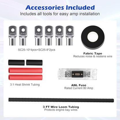 4 Gauge Complete Amp Wiring Kit, Premium Car Amplifier DIY Installation Kit, 1200W High Power CCA Cable with Fuse Holder& Full Accessories for Car Truck/RV/ATV Audio Systems Radio Subwoofer Speaker - style: 4-Gauge Kit