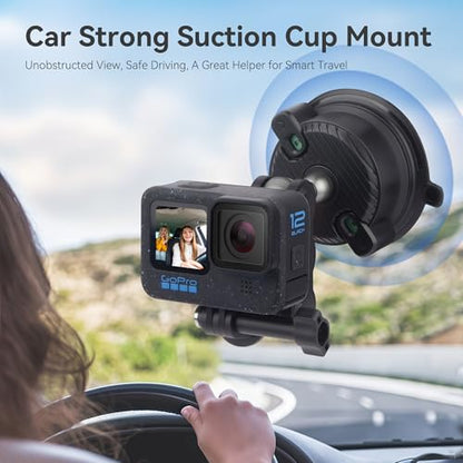 Camera Suction Cup Mount with Ball Head Magic Arm, Universal 360° Car Mount for Windshield, Dashboard, Vacuum Suction Cup Mount Compatible with Go pro (SJ005)