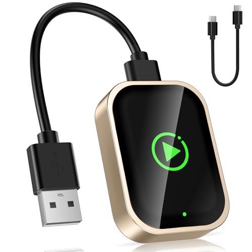 Wireless Carplay Adapter for iPhone, Converts Wired CarPlay to Bluetooth Wireless, Mini Car Play Screen Dongle with USB A/C for Cars 2018+ with Built-in Wired Carplay,No Delay (No Buttons) - style: No buttons