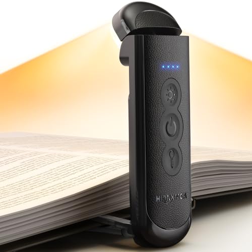 HIONXMGA Rechargeable Book Light,Clip-On Reading Light for Books in Bed - color: Black